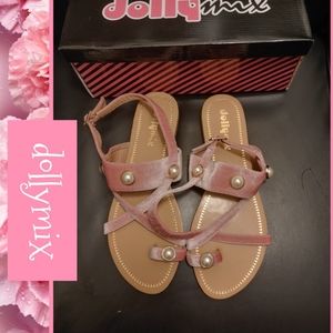 🌺🌺dollymix Pink Velvet Thong Sandals🌺🌺